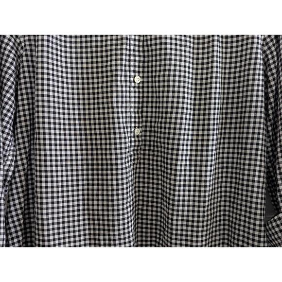 J Crew Shirt Womens 14 Black White Checkered ButtonUp Casual Collared Classic Ch - Picture 3 of 15